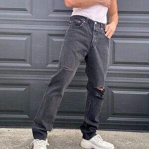 Levi's Black Distressed Slim Straight Jeans